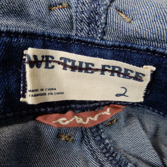 FREE PEOPLE Crvy Hyde Park Flare Leg JUMPSUIT Size 2 XS Blue Stretch Denim NEW - Picture 4 of 9